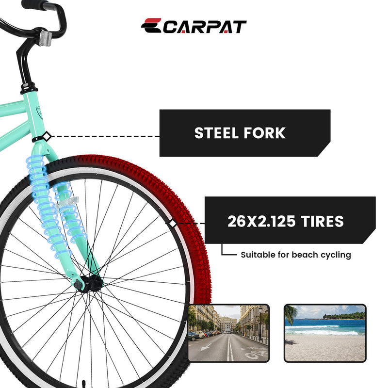 Load image into Gallery viewer, Ecarpat Roowee 26&quot; Beach Cruiser Bike
