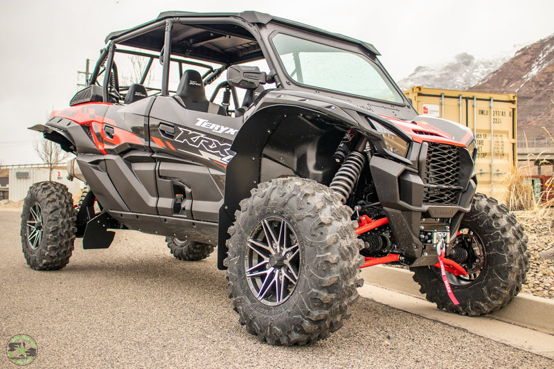 Load image into Gallery viewer, 2023+ Kawasaki KRX 4 1000 FT. Rokblokz UTV Fender Kit, and mud flaps - Front 3/4 view
