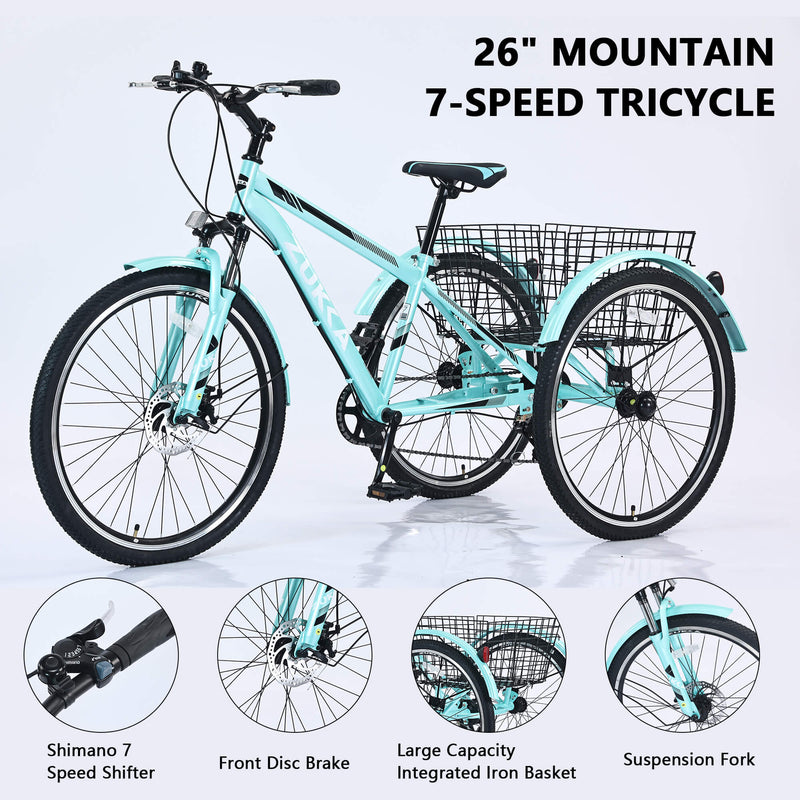 Load image into Gallery viewer, Zukka Wanda 26“ 7-Speed Mountain Adult Tricycle
