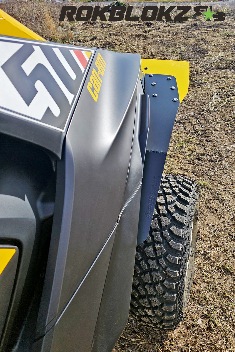 Load image into Gallery viewer, 2024 CanAm Maverick R Ft. Rokblokz Fender extension kit w/yellow accents - rear
