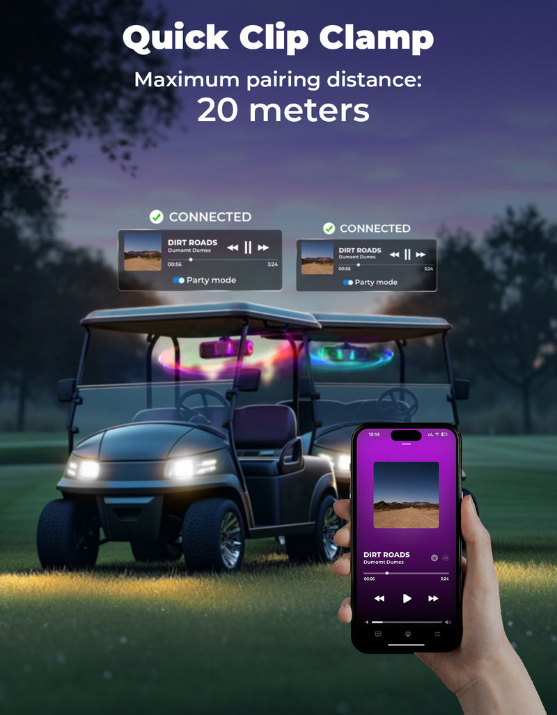 Load image into Gallery viewer, KEMIMOTO Midnight 40 16'' RGB Bluetooth Sound Bar for UTV Golf Cart Marine Boat
