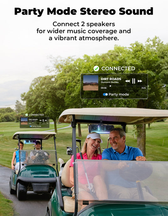 KEMIMOTO Midnight 40 16'' RGB Bluetooth Sound Bar for UTV Golf Cart Marine Boat
