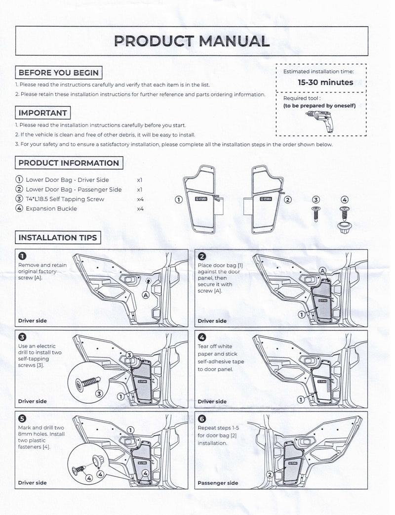 Load image into Gallery viewer, Polaris General 1000 2/4 seater Front Lower Door Bags (2016-2025)
