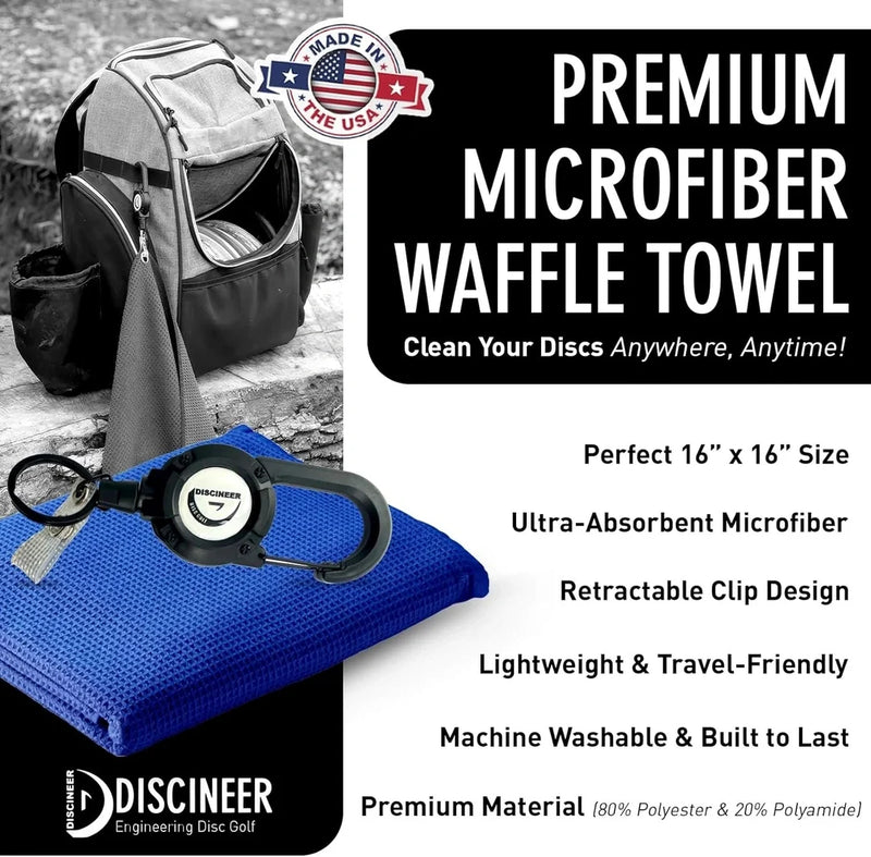 Load image into Gallery viewer, Premium Retractable Waffle Towel &amp; Carabiner - 16" x 16"
