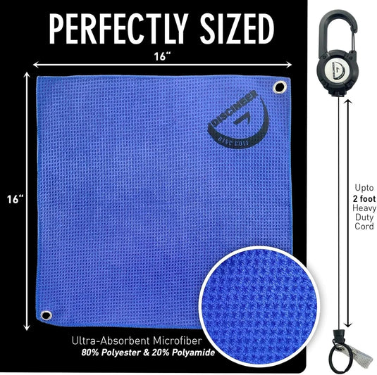 Premium Retractable Waffle Towel & Carabiner - 16" x 16"