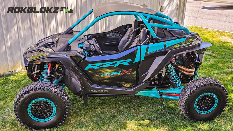 Load image into Gallery viewer, 2025 Polaris RZR Pro R Featuring Rokblokz Fender Kit in Black - driver side
