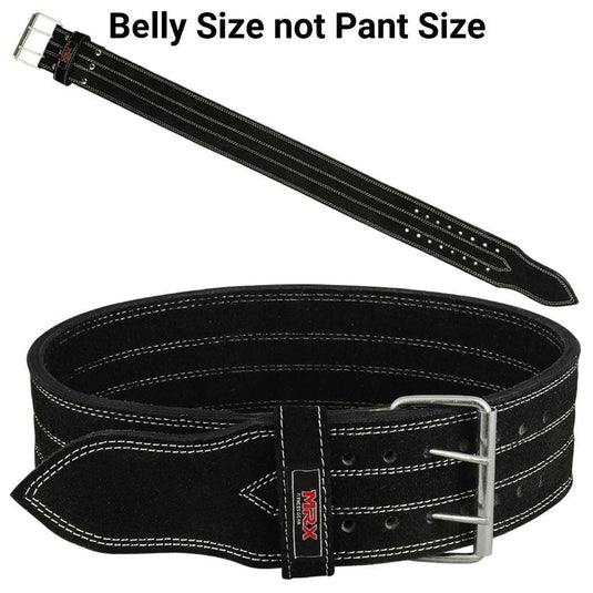 MRX Quality Power Weight Lifting Leather Belt 4" Wide Black Heavy Duty All Sizes
