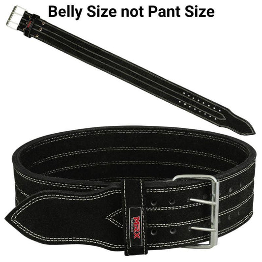 MRX Quality Power Weight Lifting Leather Belt 4" Wide Black Heavy Duty All Sizes