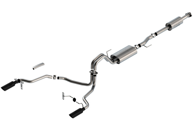 Load image into Gallery viewer, Borla F-150 2021 3.3L CC SB EC STB XL/XLT/Lariat/KR/Plnm/LTD 3/2.25 SRE Cat-Back ATAK Black CHR Tips
