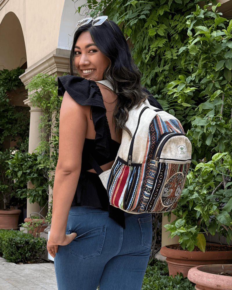 Load image into Gallery viewer, Kathmandu Collection Handmade Cotton and Hemp Tree of Life Backpack
