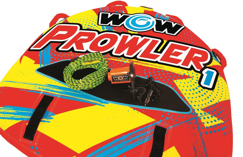 Load image into Gallery viewer, WOW Watersports Prowler Towable 1 Person 1P Starter Kit with 12V Pump and 1K Tow Rope
