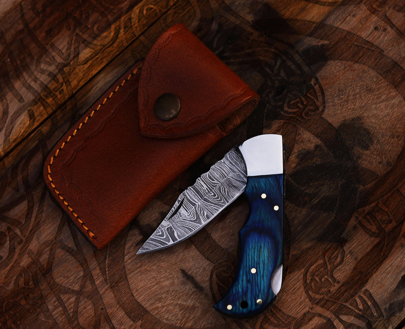 Load image into Gallery viewer, Personalized Damascus Steel Pocket Knife with Damascus Folding Knife - Custom Valentines Day Gift Knife for Husband
