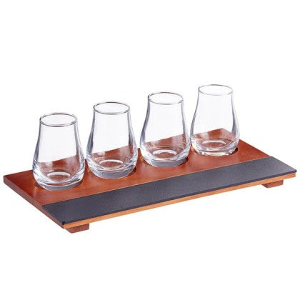 Load image into Gallery viewer, Chalkboard Flight Tray with Whiskey Tasting Glasses
