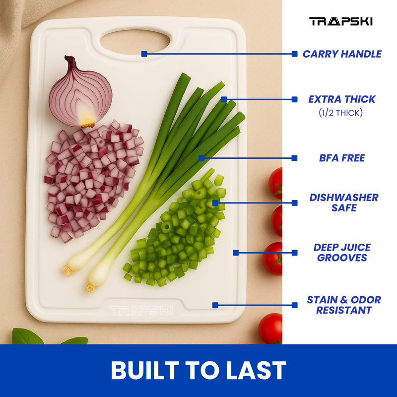 Load image into Gallery viewer, TRAPSKI Premium 1/2 Inch Thick HDPE Cutting Boards | Food-Grade Kitchen Prep Surface | Juice Grooves | Made in the USA
