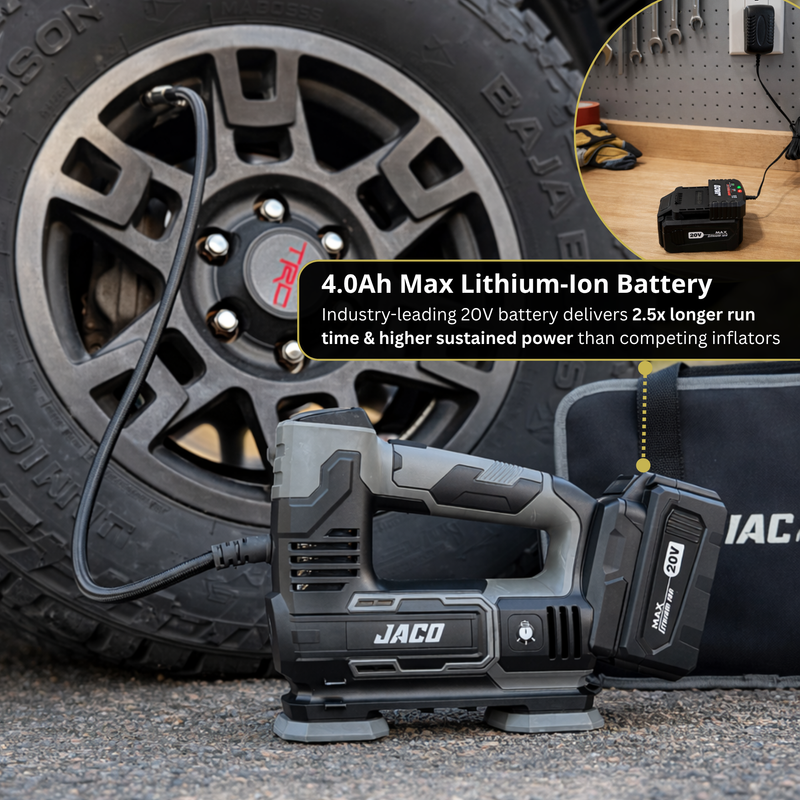 Load image into Gallery viewer, 20V Cordless Tire Inflator Portable Air Compressor | 4.0Ah Lithium-Ion Battery Powered Air Pump
