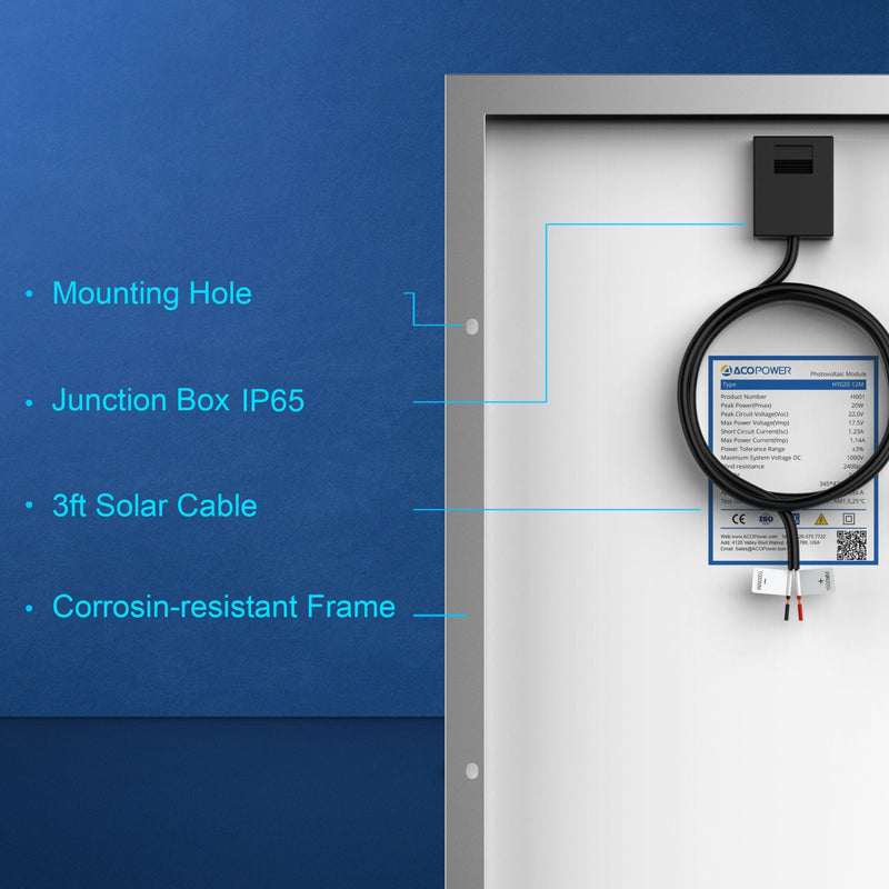 Load image into Gallery viewer, 20 Watt 12 Volt Monocrystalline Solar Panel
