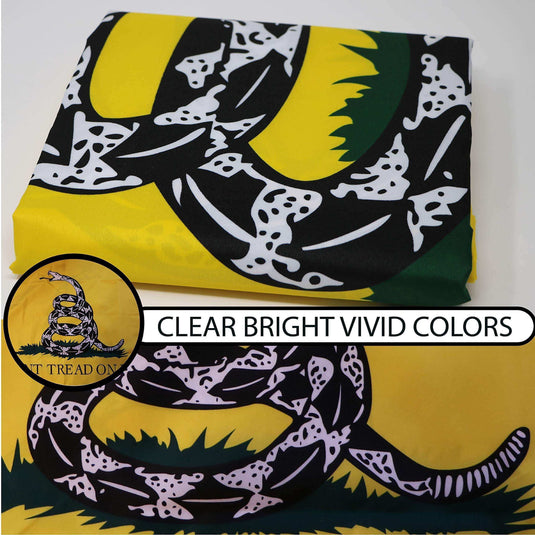 Gadsden Flag Don't Tread On Me Flag 3x5 FT Double Sided 3ply 150D Quality Polyester Tea Party Rattle Snake Banner Heavy Duty Brass Grommets - Skoutley Outdoors LLC