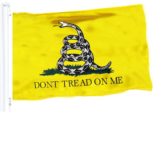 Gadsden Flag Don't Tread On Me Flag 3x5 FT Double Sided 3ply 150D Quality Polyester Tea Party Rattle Snake Banner Heavy Duty Brass Grommets - Skoutley Outdoors LLC