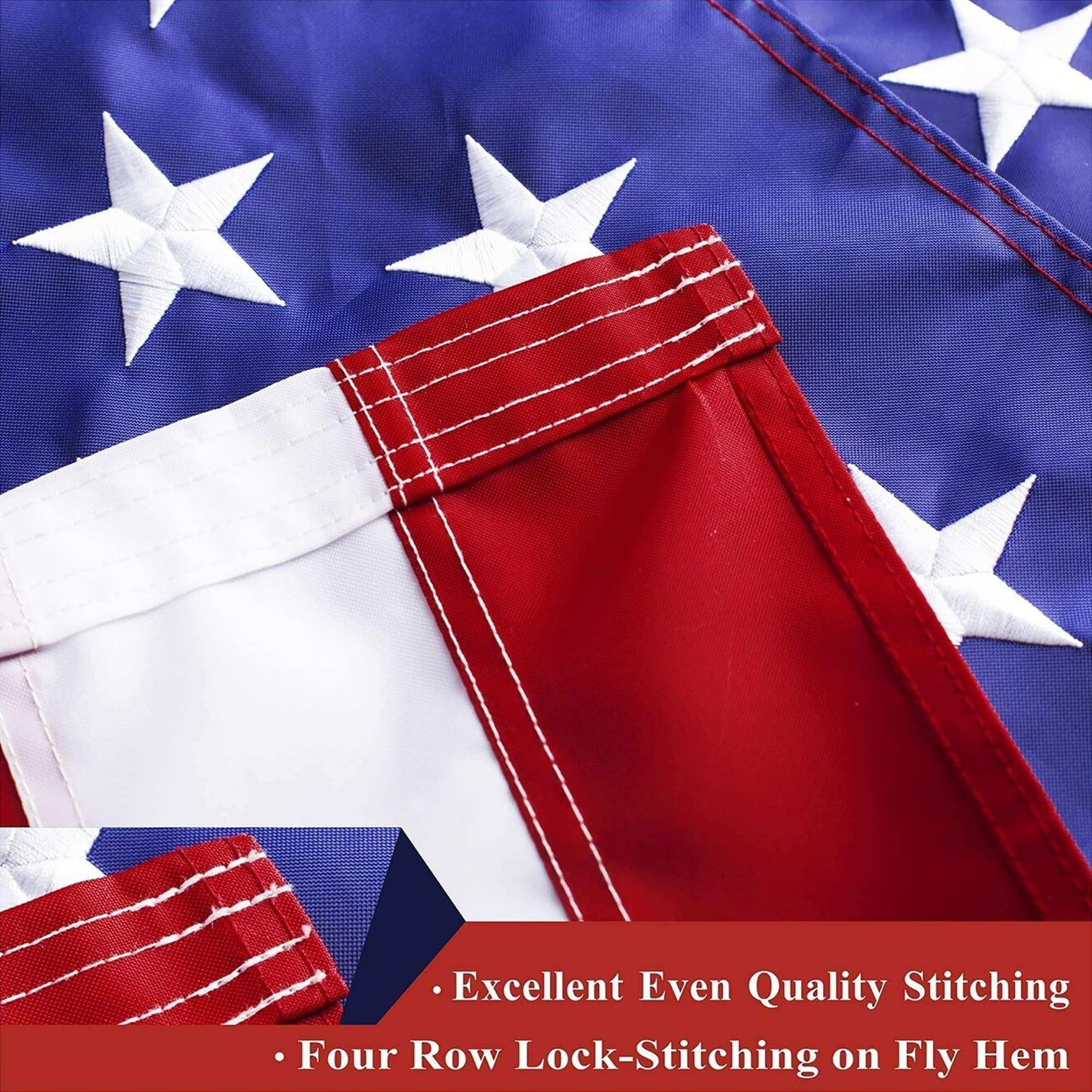 American USA US Flag 2x3 ft Deluxe Embroidered Stars Sewn Stripes Brass Grommets Durable Indoor Outdoor Use - Skoutley Outdoors LLC
