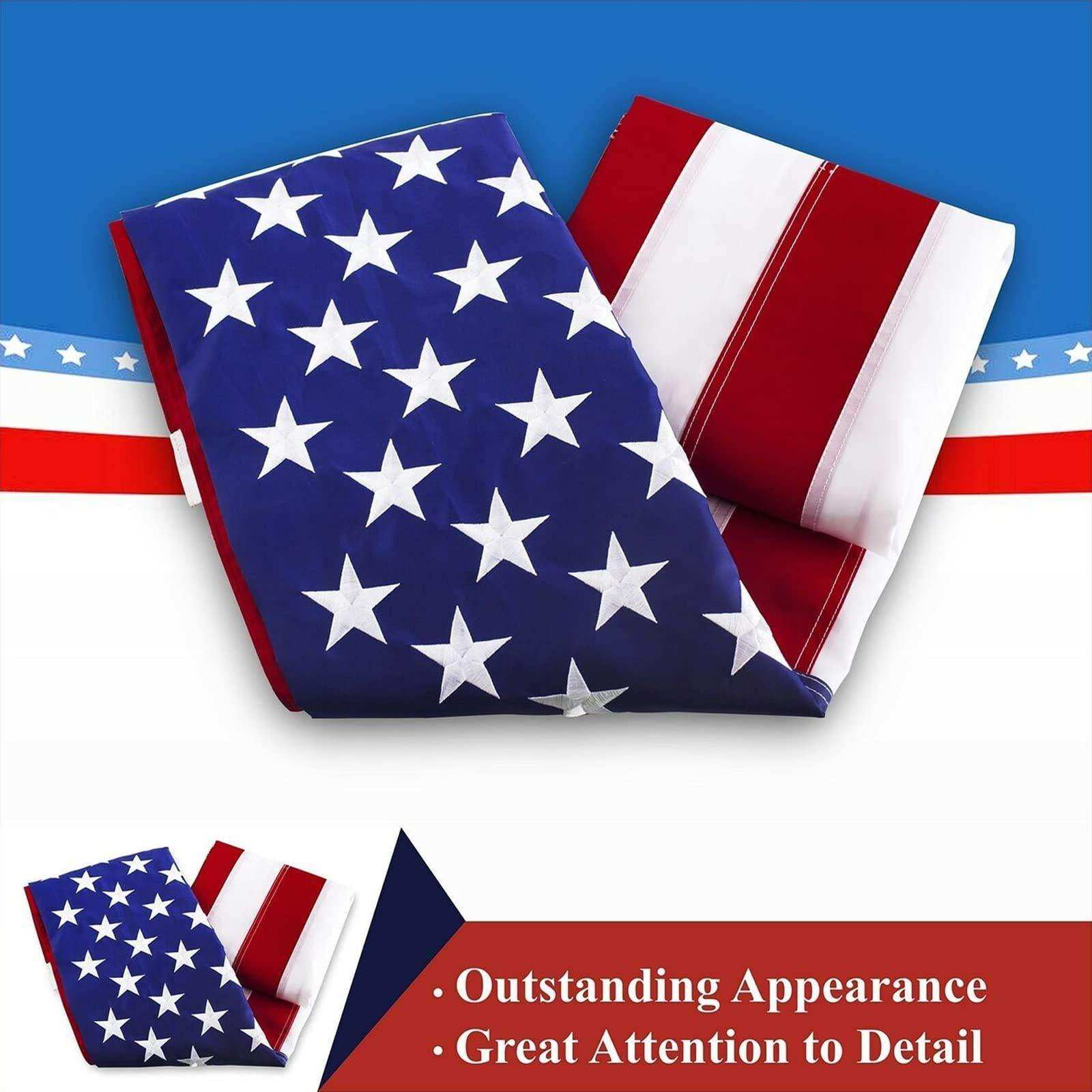 American USA US Flag 2x3 ft Deluxe Embroidered Stars Sewn Stripes Brass Grommets Durable Indoor Outdoor Use - Skoutley Outdoors LLC