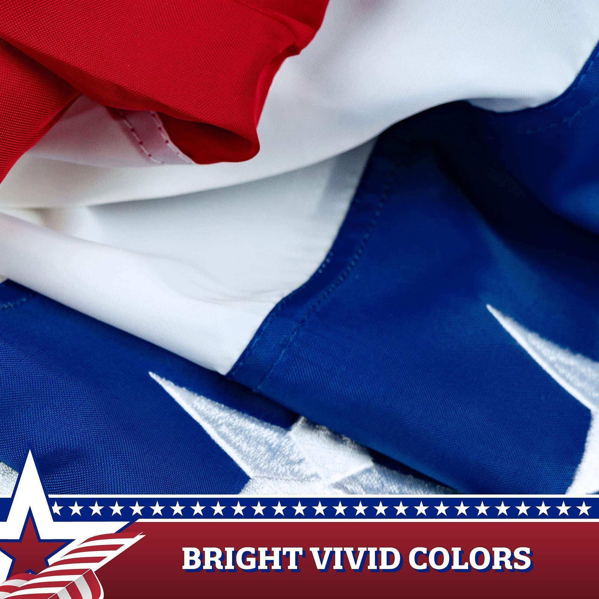 USA Pleated Fan Flag 1.5x3 Feet American USA Bunting Decoration Flags EMBROIDERED Patriotic Stars & Sewn Stripes Canvas Header and Brass Grommets - Skoutley Outdoors LLC