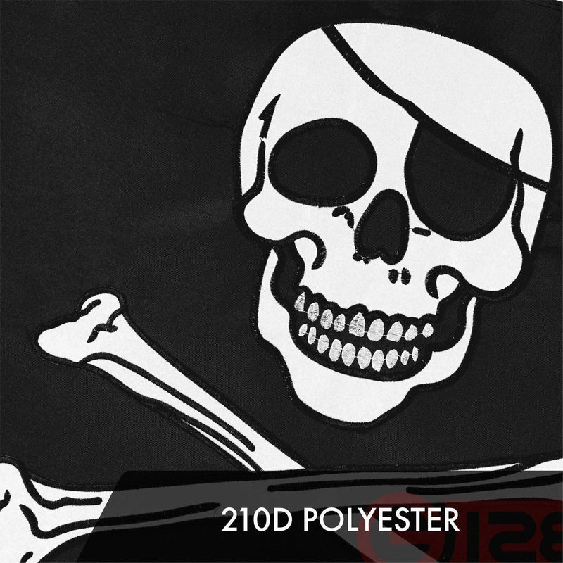Load image into Gallery viewer, Pirate Jolly Roger Bones Flag | 20x30 In | ToughWeave Series Embroidered 300D Polyester | Novelty Flag Embroidered Design Indoor Outdoor Brass Grommets - Skoutley Outdoors LLC
