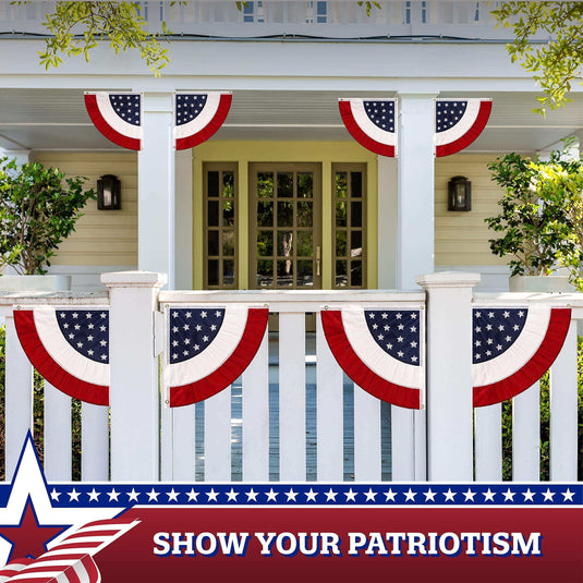 USA Pleated Fan Flag Star 1.5x1.5FT Center Quarter Circle Embroidered Polyester Stars and Stripes - Skoutley Outdoors LLC