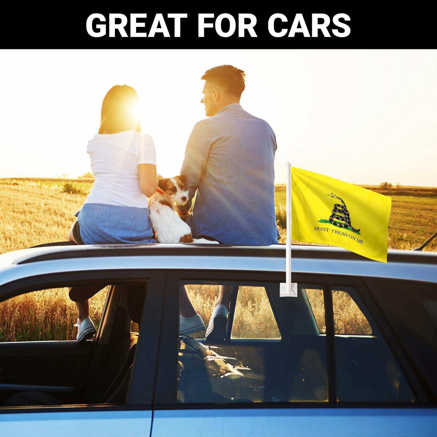 2 Pack: Gadsden Don't Tread On Me Car Flag | 11x17 In | Double LiteWeave Pro Series Double Sided Printed 150D Polyester | Flagpole Included | Perfect for Festival Celebrations Parades - Skoutley Outdoors LLC