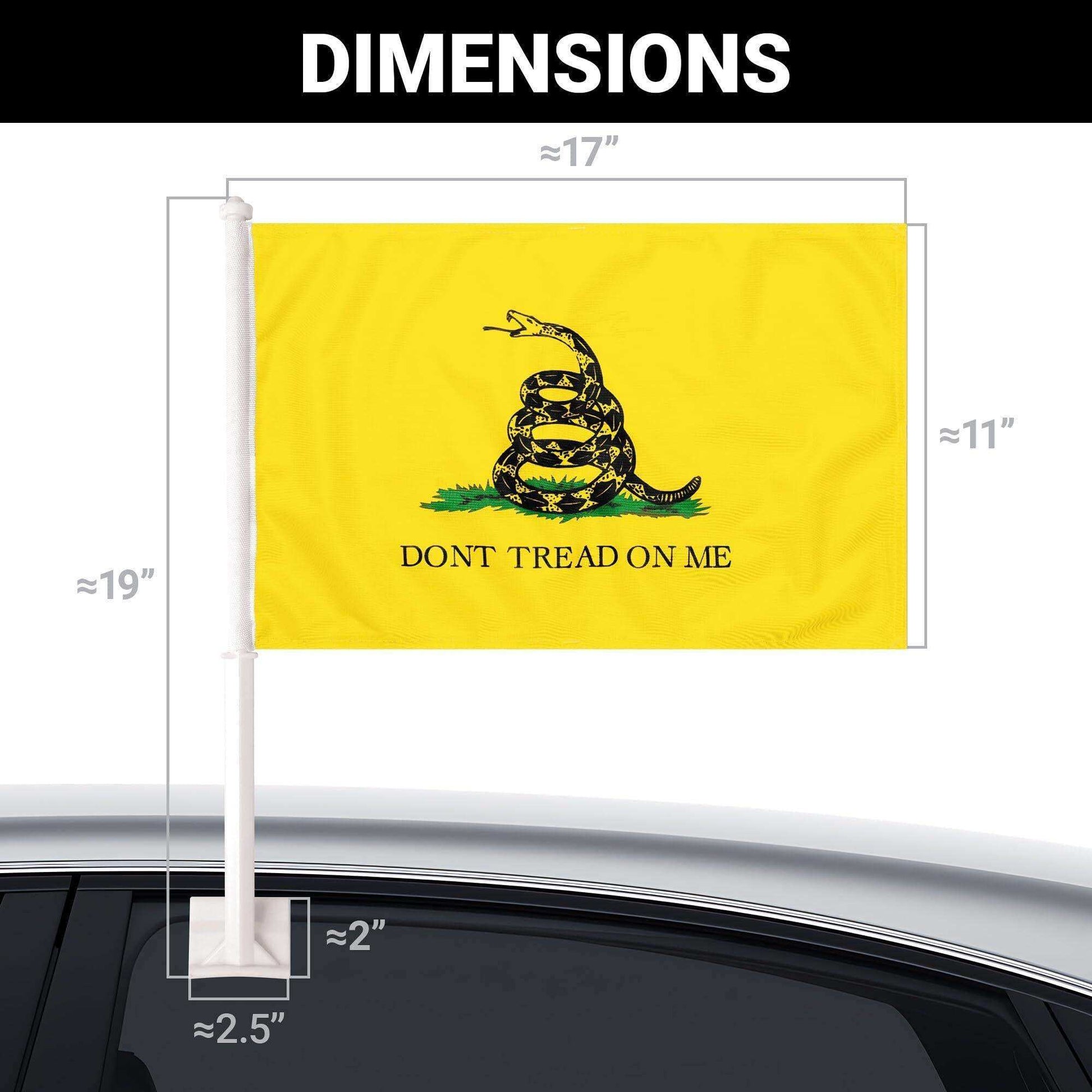 2 Pack: Gadsden Don't Tread On Me Car Flag | 11x17 In | Double LiteWeave Pro Series Double Sided Printed 150D Polyester | Flagpole Included | Perfect for Festival Celebrations Parades - Skoutley Outdoors LLC