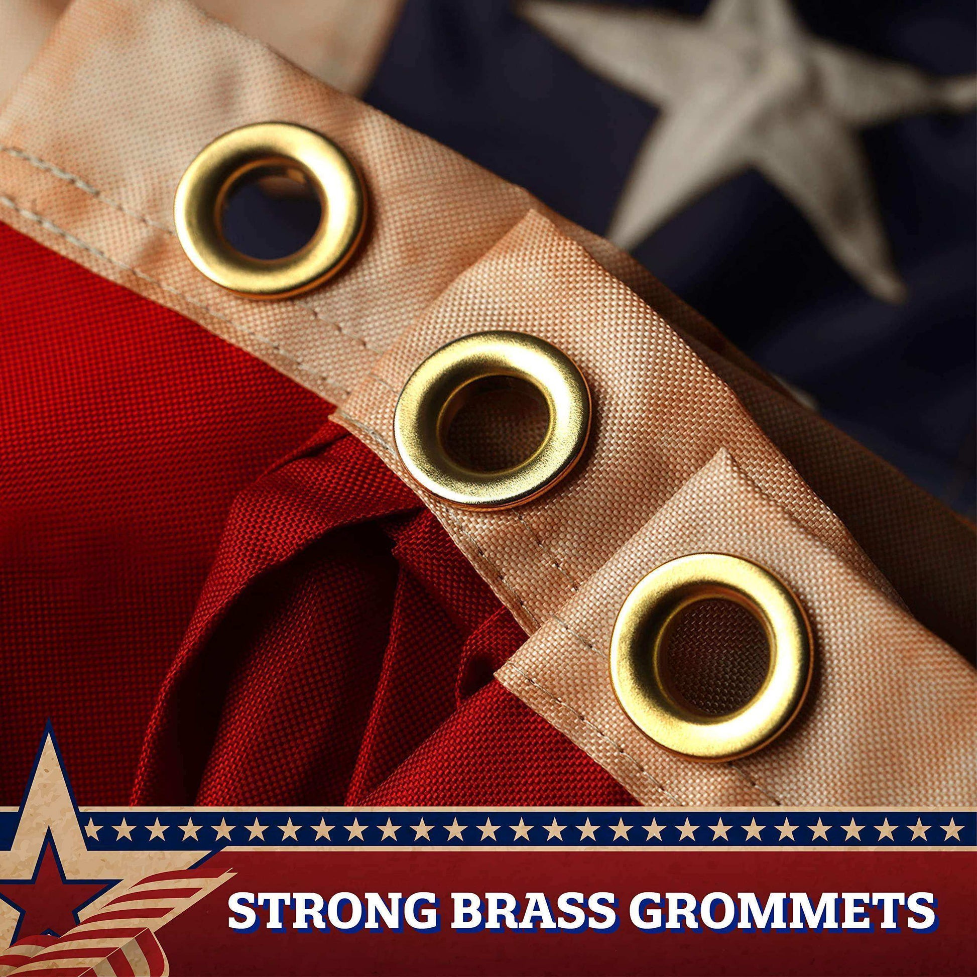2 Pack: USA Tea Stained Pleated Fan Flag 1.5x3FT Embroidered Polyester Stars and Stripes - Skoutley Outdoors LLC