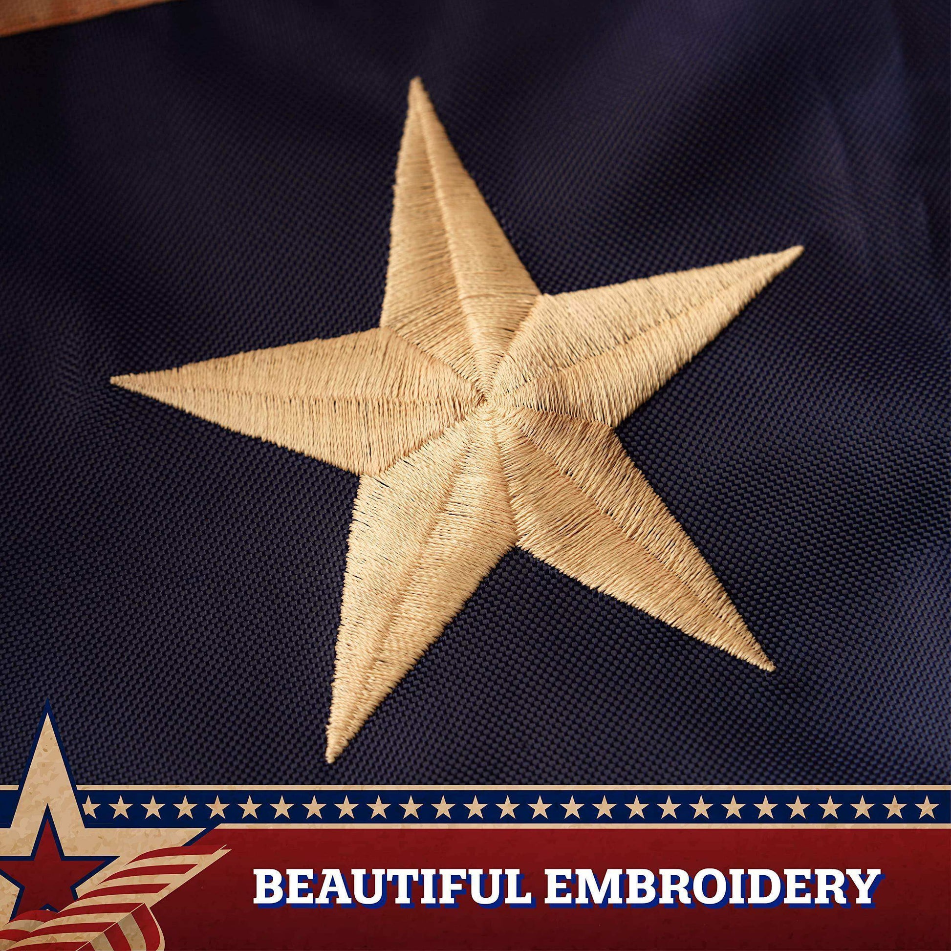 2 Pack: USA Tea Stained Pleated Fan Flag 1.5x3FT Embroidered Polyester Stars and Stripes - Skoutley Outdoors LLC
