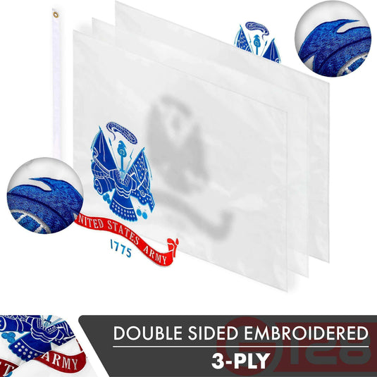 US Army Flag | 3x5 Ft | Double ToughWeave Series Double Sided Embroidered 210D Polyester | Military Flag Embroidered Design Indoor Outdoor Brass Grommets Heavy Duty 3 ply - Skoutley Outdoors LLC