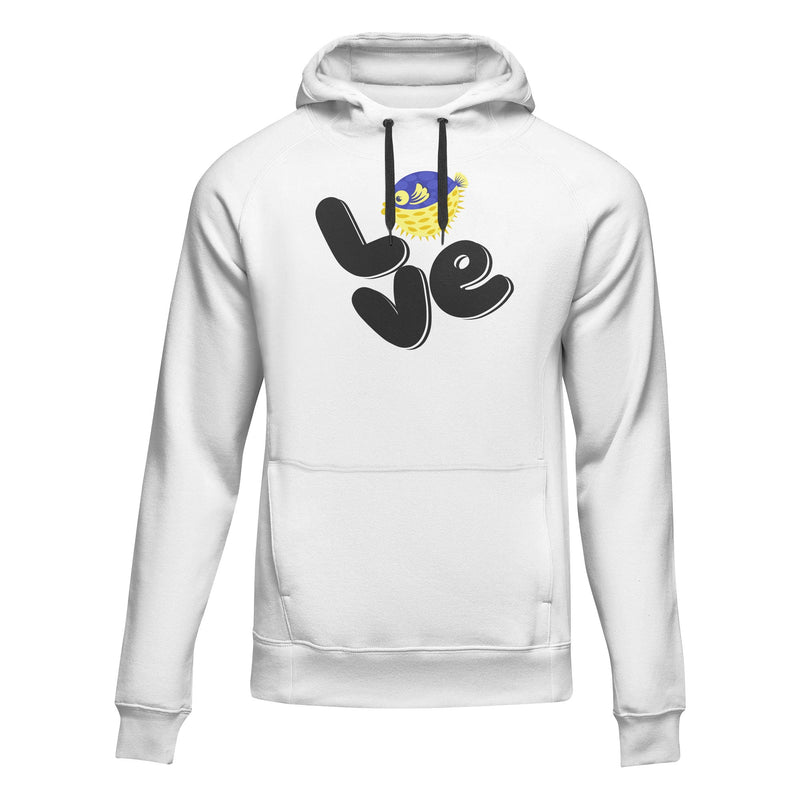 Load image into Gallery viewer, Love Fishing Blue Blowfish Globe Unisex Hoodie
