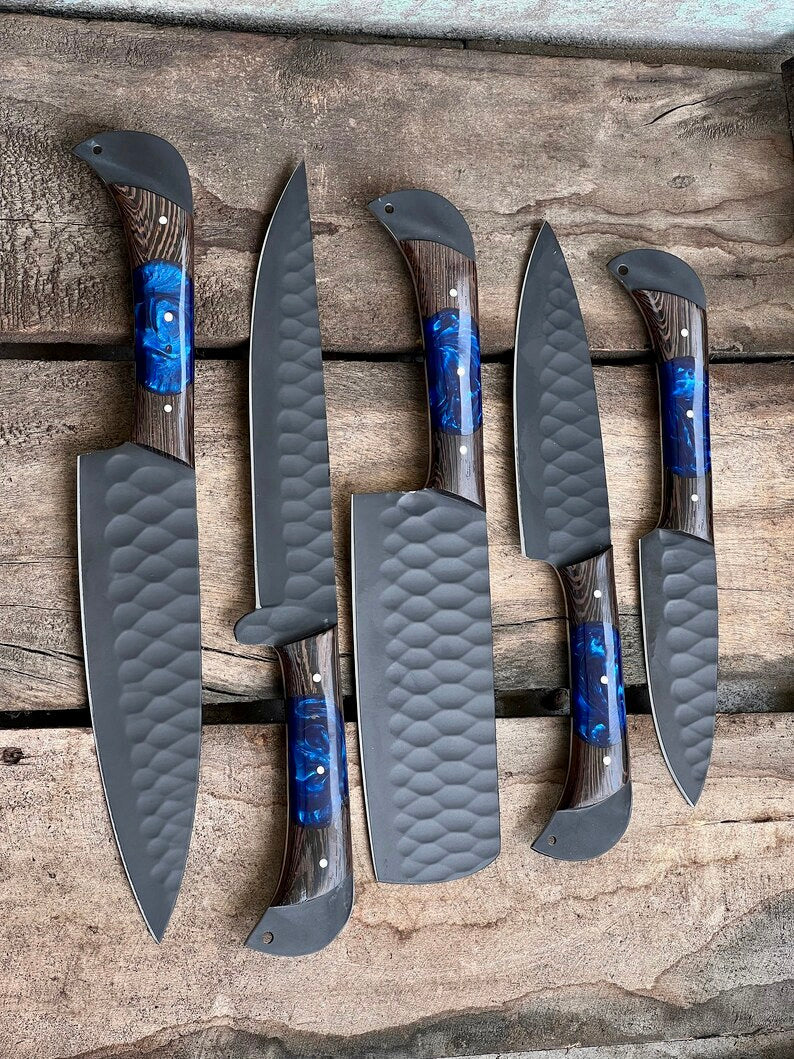 Load image into Gallery viewer, Handmade Damascus Steel Chef Knife Set – Perfect Wedding &amp; Valentine’s Day Gift
