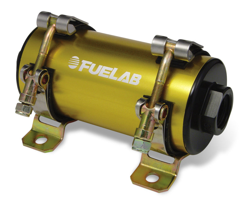 Load image into Gallery viewer, Fuelab Prodigy High Flow Carb In-Line Fuel Pump w/External Bypass - 1800 HP - Gold
