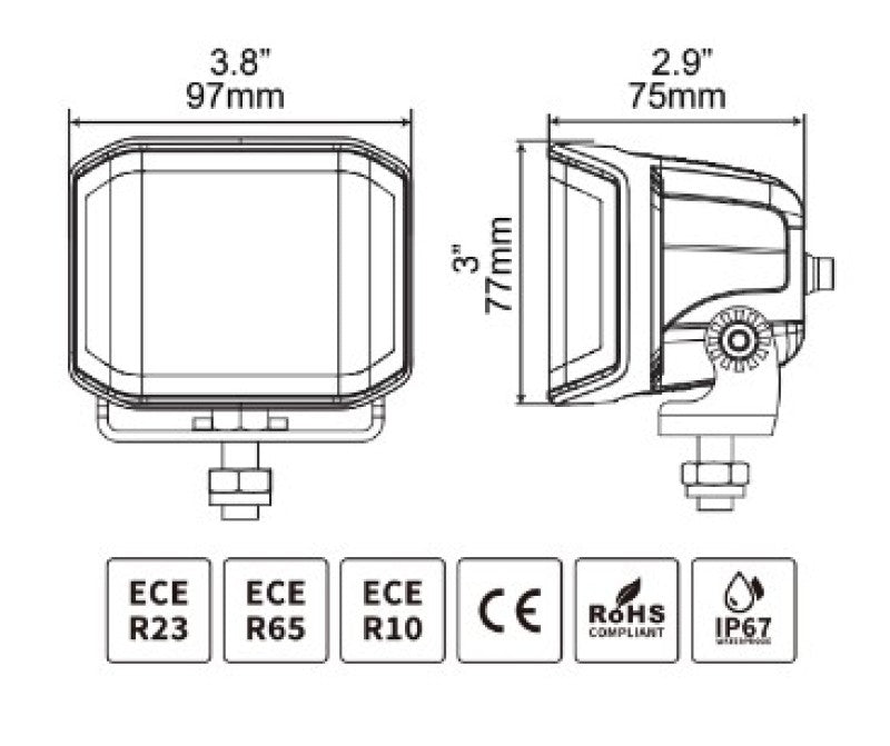 Load image into Gallery viewer, Go Rhino Xplor Blackout Combo Series Cube Sideline LED Spot Lights w/ Amber 4x3 - Blk (Pair)
