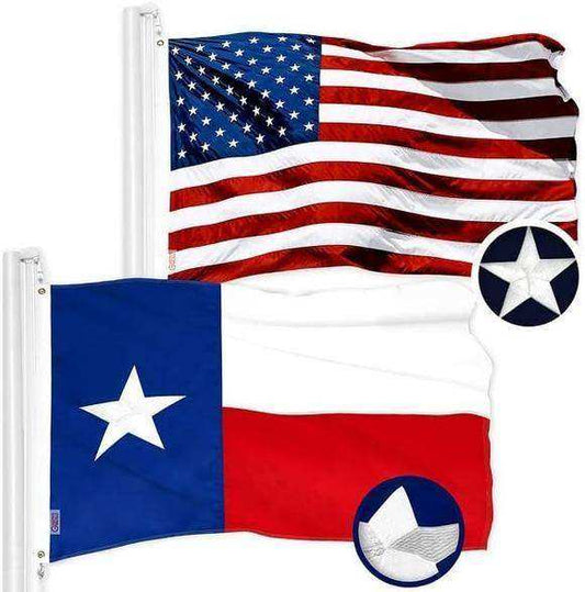 Combo Pack: USA American Flag 3x5 Ft Embroidered Stars & Texas State Flag 3x5 Ft Embroidered - Skoutley Outdoors LLC