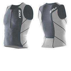 Load image into Gallery viewer, 2XU Men&#39;s Compression Tri Singlet, White/Grey (Small)
