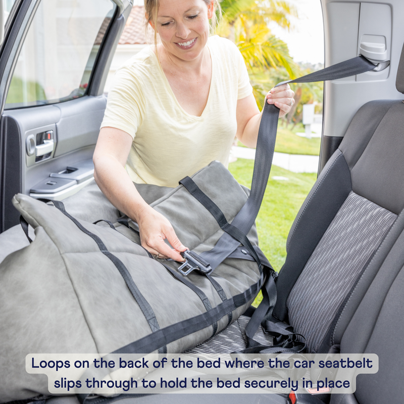 Load image into Gallery viewer, PupProtector™ Faux Cool-to-Touch Vegan Leather Memory Foam Dog Car Bed -  Black
