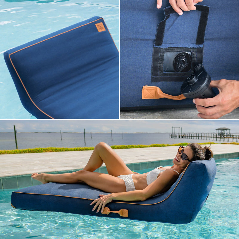 Load image into Gallery viewer, Lux Inflatable Chaise Pool Lounger with Sunbrella® Fabric

