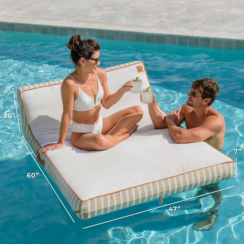 Load image into Gallery viewer, Lux Double Inflatable Chaise Pool Float with Sunbrella® Fabric
