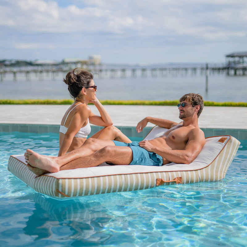Load image into Gallery viewer, Lux Double Inflatable Chaise Pool Float with Sunbrella® Fabric

