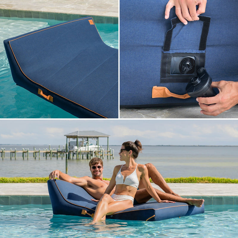 Load image into Gallery viewer, Lux Double Inflatable Chaise Pool Float with Sunbrella® Fabric
