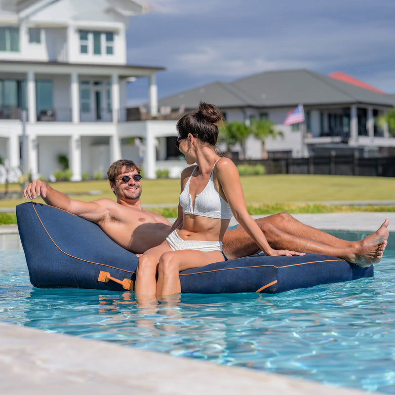 Load image into Gallery viewer, Lux Double Inflatable Chaise Pool Float with Sunbrella® Fabric
