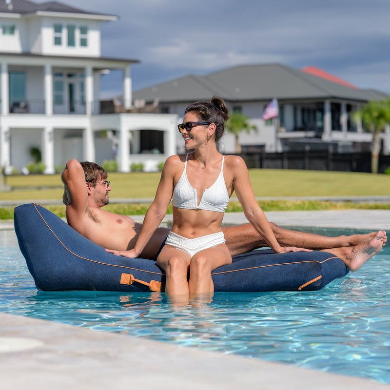 Load image into Gallery viewer, Lux Double Inflatable Chaise Pool Float with Sunbrella® Fabric
