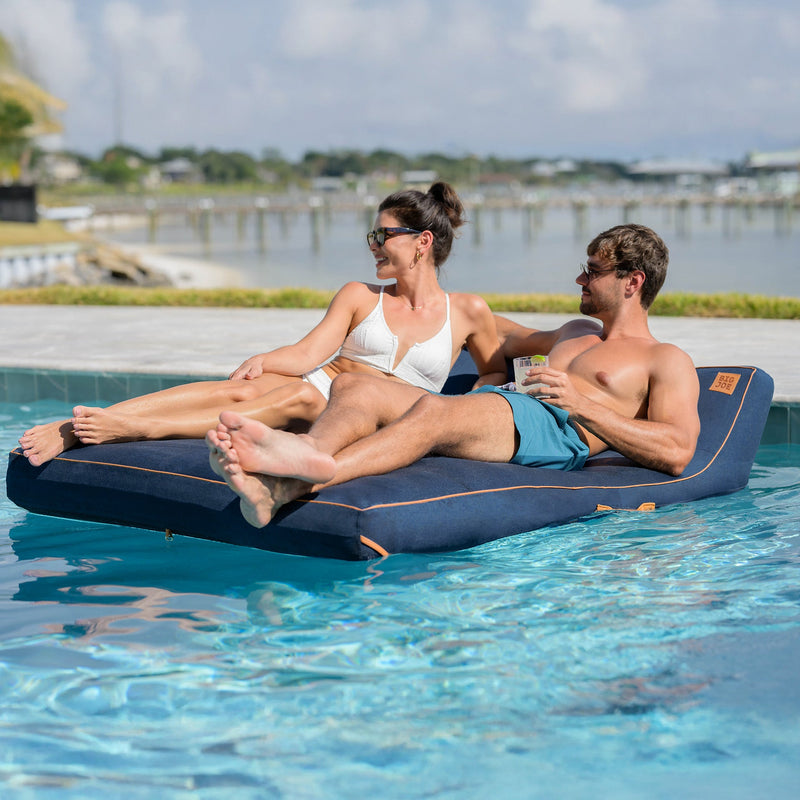 Load image into Gallery viewer, Lux Double Inflatable Chaise Pool Float with Sunbrella® Fabric
