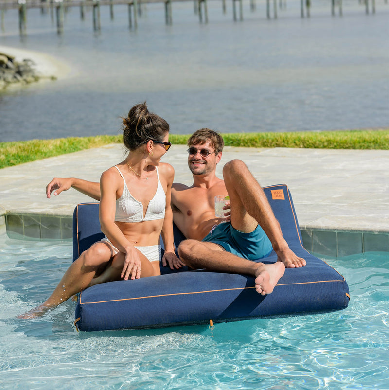 Load image into Gallery viewer, Lux Double Inflatable Chaise Pool Float with Sunbrella® Fabric
