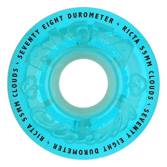 Ricta Clouds Wheels 55mm 78a - Transparent Blue Glow In The Dark (Set)