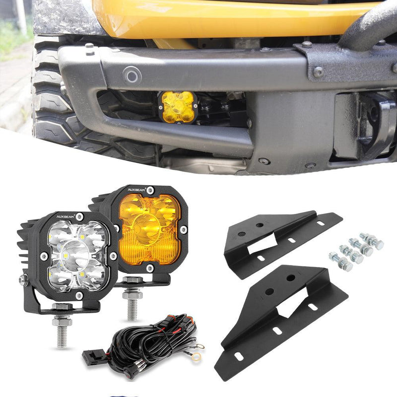 Load image into Gallery viewer, 3 Inch 80W 9600LM LED Pods Lights White&amp;Yellow with Front Bumper Fog Light Mount Brackets For Ford Bronco 2021 2022
