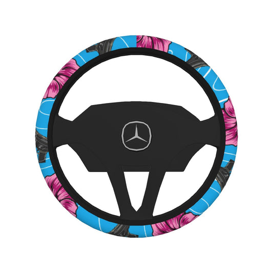 High Capacity Hibiscus Blue Steering Wheel Cover